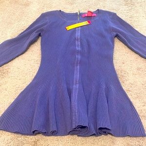 Blue knit top zipper back